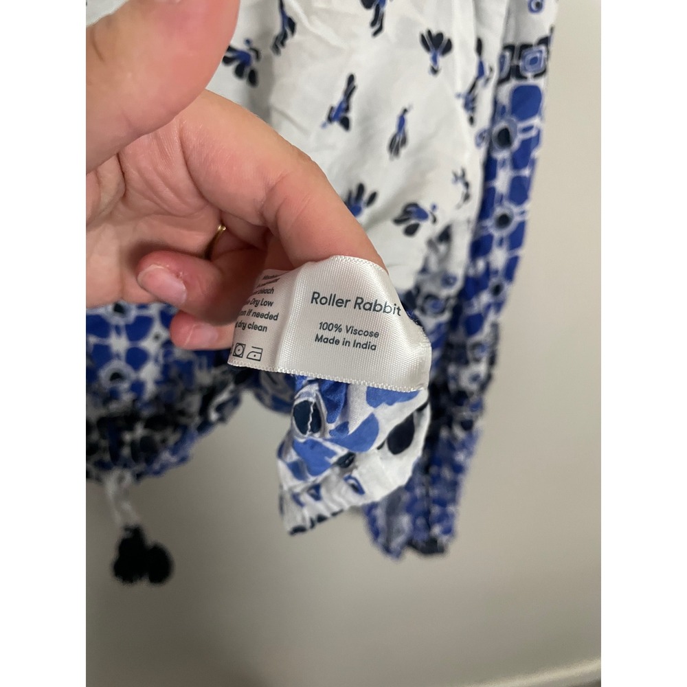 Roberta Roller Rabbit Caleb Printed Button Front Drawstring Top Size XL - Picture 9 of 10